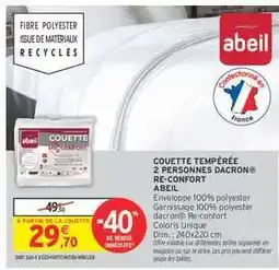 Intermarché Hyper Couette Tempérée 2 Personnes Dacron Re-Confort Abeil offre