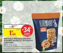 Intermarché Hyper Bretzels Pressés Graines Sésames Noires et Blanches Elephant offre