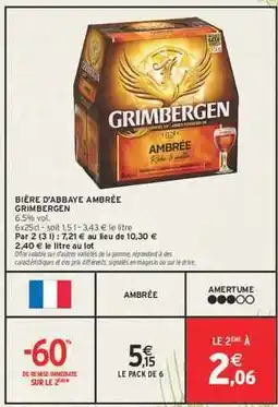 Intermarché BIÈRE D'ABBAYE AMBRÉE GRIMBERGEN offre
