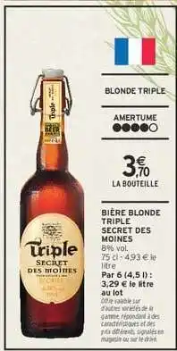 Intermarché Bière Blonde Triple Secret Des Moines offre