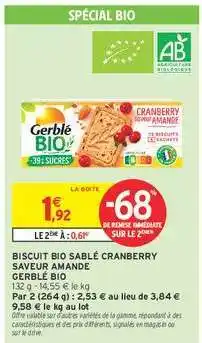 Intermarché Contact Biscuit Bio Sablé Cranberry Saveur Amande offre