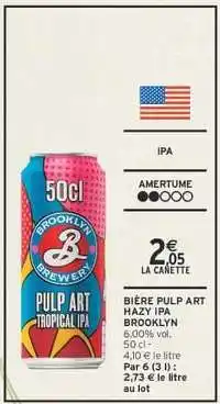 IntermarchĂ© BIĂRE PULP ART HAZY IPA BROOKLYN offre