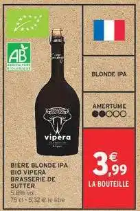 Intermarché BIÈRE BLONDE IPA BIO VIPERA BRASSERIE DE SUTTER offre