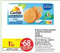 Intermarché Biscuit Sans Sucres Ajoutés Saveur Coco offre