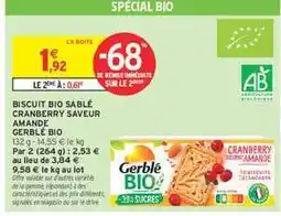 Intermarché Biscuit Bio Sablé Cranberry Saveur Amande Gerblé Bio offre