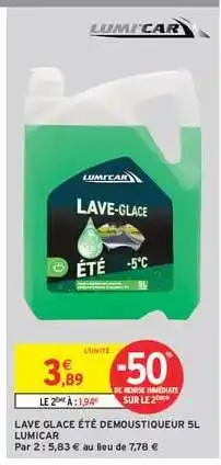 Intermarché Lave Glace Été Demoustiqueur 5L Lumicar offre