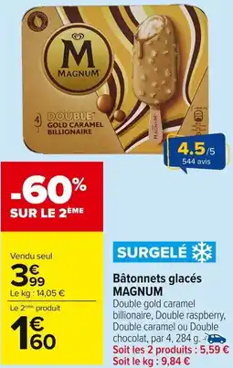 Carrefour Market Bâtonnets glacés magnum offre