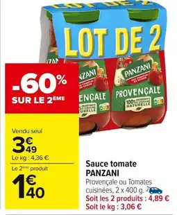 Carrefour Market Sauce tomate PANZANI offre
