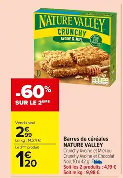 Carrefour Market Barres de céréales nature valley offre