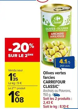 Carrefour Market Olives vertes farcies carrefour classic offre