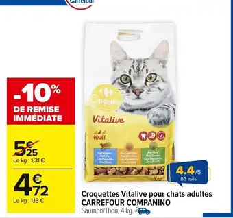 Carrefour Market Croquettes vitalive pour chats adultes carrefour companino offre
