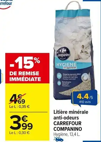 Carrefour Market Litière minérale anti odeurs carrefour companino offre