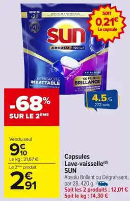 Carrefour Market Capsules lave vaisselle sun offre