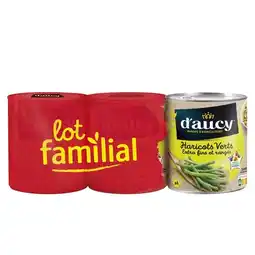 Carrefour D'AUCY Haricots verts extra-fins et rangés Lot Familial offre