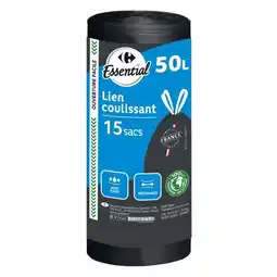 Carrefour CARREFOUR ESSENTIAL 15 sacs poubelle 50 L offre