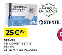 Pharmacie Lafayette STENTIL Tensiomètre bras digital 22 42cm piles incluses offre