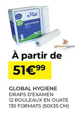 Pharmacie Lafayette Global hygiene draps d'examen 12 rouleaux en ouate 135 formats (50x35 cm) offre
