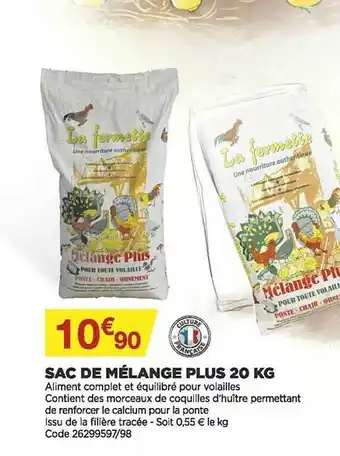 Bricomarché Sac De Mélange Plus 20 Kg La Fermette offre