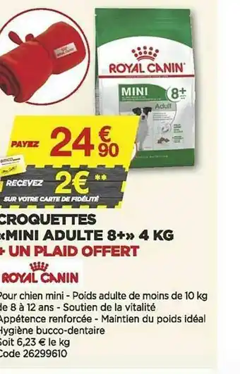 Bricomarché Croquettes «mini Adulte 8+» 4 Kg + Un Plaid Offert Royal Canin offre
