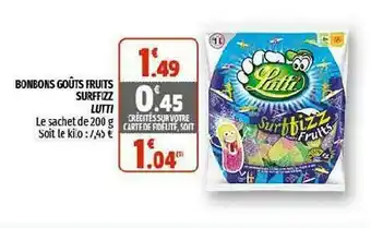 Bonbons Goûts Fruits Surfizz Lutti