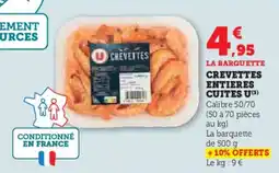 Super U Crevettes entieres cuites u offre