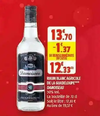 Coccimarket Rhum Blanc Agricole De La Guadeloupe Damoiseau offre