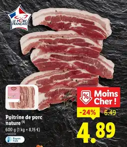 Lidl Poitrine de porc nature offre