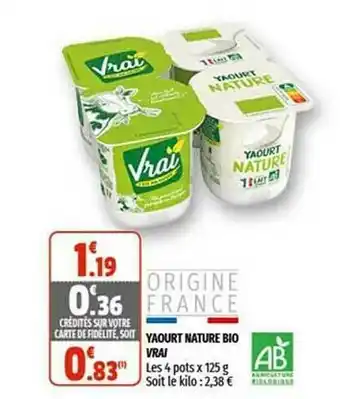 Coccinelle Express Yaourt Naure Bio Vrai offre