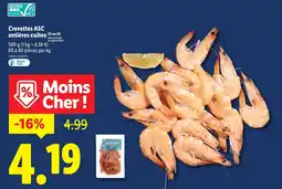 Lidl Crevettes ASC entières cuites offre