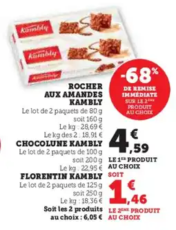 Super U Rocher aux amandes kambly offre