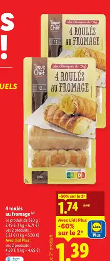 Lidl 4 roulés au fromage offre