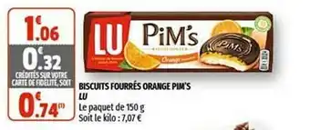 Coccinelle Express Biscuits Fourrés Orange Pim's Lu offre