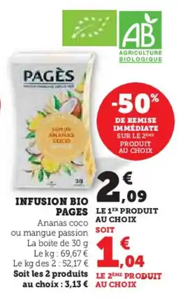 Super U Infusion bio pagès offre