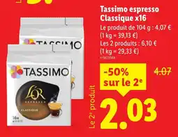 Lidl TASSIMO espresso Classique x16 offre