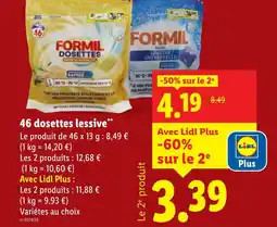 Lidl FORMIL 46 dosettes lessive offre