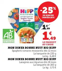Super U Mon diner bonne nuit bio hipp offre
