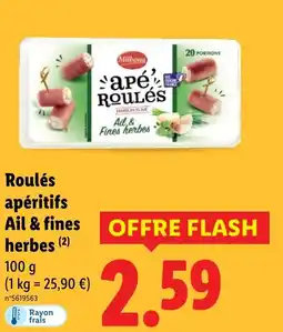 Lidl MILBONA Roulés apéritifs Ail & fines herbes offre