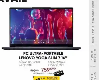Fnac Pc Ultra-portable Lenovo Yoga Slim 7 14 offre