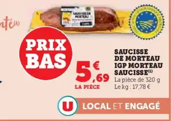 Super U Saucisse de morteau igp morteau saucisse offre