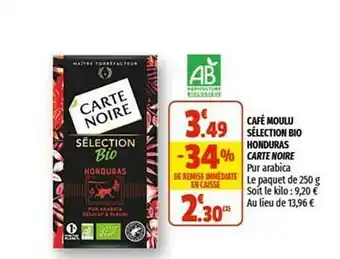 Café Moulu Sélection Bio Honduras Carte Noire