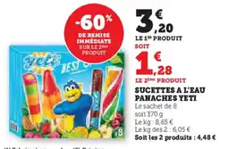 Super U Sucettes a l'eau panaches yeti offre