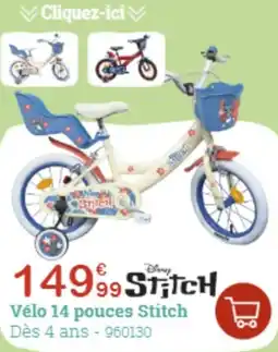King Jouet Vélo 14 pouces stitch offre