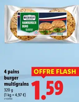 Lidl MCENNEDY 4 pains burger multigrains offre