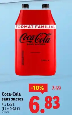 Lidl COCA-COLA sans sucres offre