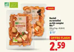 Lidl Ravioli ou tortellini au blé complet Bio offre