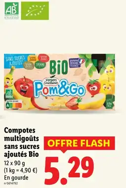 Lidl Compotes multigoûts sans sucres ajoutés Bio offre
