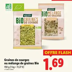 Lidl Graines de courges ou mélange de graines Bio offre