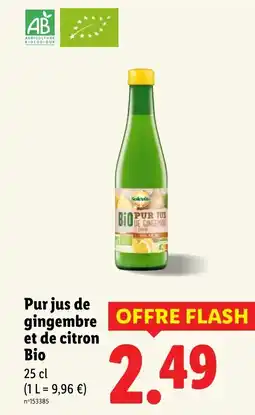 Lidl SOLEVITO Pur jus de gingembre et de citron Bio offre