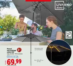 Lidl LIVARNO HOME Parasol avec éclairage solaire LED offre