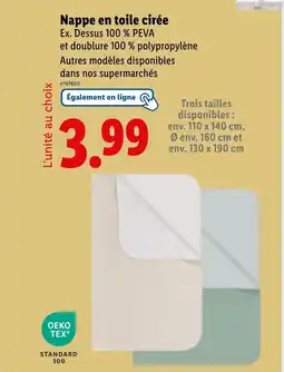 Lidl Nappe en toile cirée offre